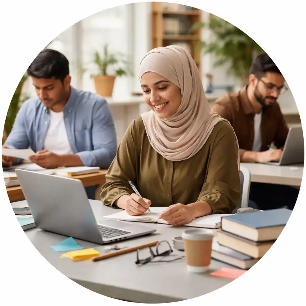 Student receiving confidential capstone project writing help in Abu Dhabi with secure handling of project files and academic information.